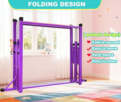 MARFULA Gymnastic Kip Bar for Kids Teens Ages 3-25 of All Gymnastic Levels - color: Purple (Bar with Mat - 8 Ft Base)