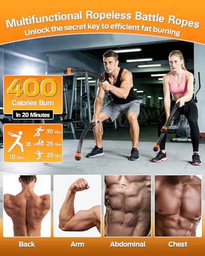 VividPulse 2PCS Weighted Ropeless Battle Ropes for Home Gym - Portable & Quiet Training Rope for HIIT, Strength & Low-Impact Cardio - Full Body Workout Equipment for Men & Women