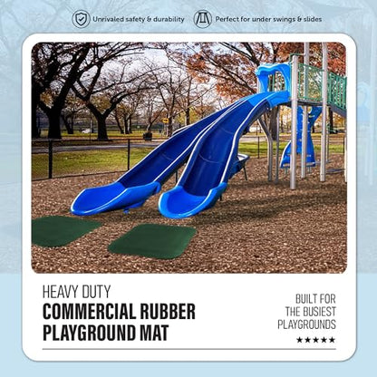 Playsafer Heavy Duty Commercial Rubber Playground Mat for Slides and Swings | 1.5" Thick | 36" X 36" Square Mat - size: 1 Pack