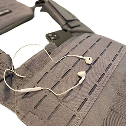 Northgym Adjustable Weighted Vest/Incl. 3D Weight Plates in 14lbs / 20lbs/ 30lbs/ 42.5lbs - Optimized Weight Distribution and with Curved Plates for Running, Functional Training and Working Out - style: Grey 42.5lbs