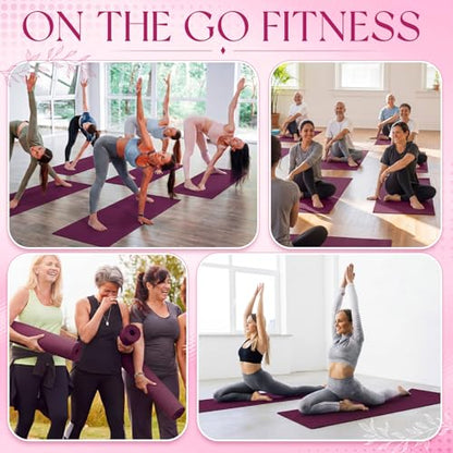 Funtery 3 mm Thin Yoga Mats Bulk, 68 x 24 in - color: Boysenberry