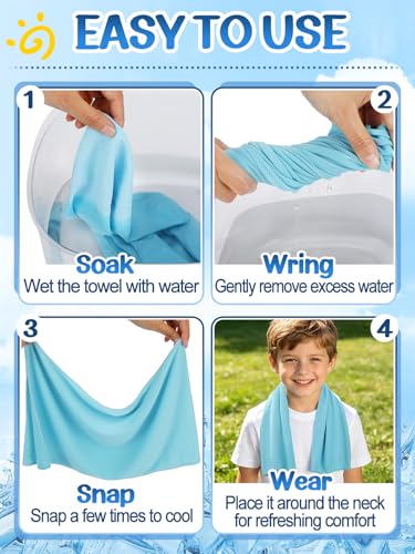 4 Pack Mini Cooling Towels (30"x9") - Kids Cooling Towel, Soft Breathable Cooling Neck Wraps with UPF 50 Sun Protection for Boys Girls Running Exercise Parent-child Activities School Outdoor Sports
