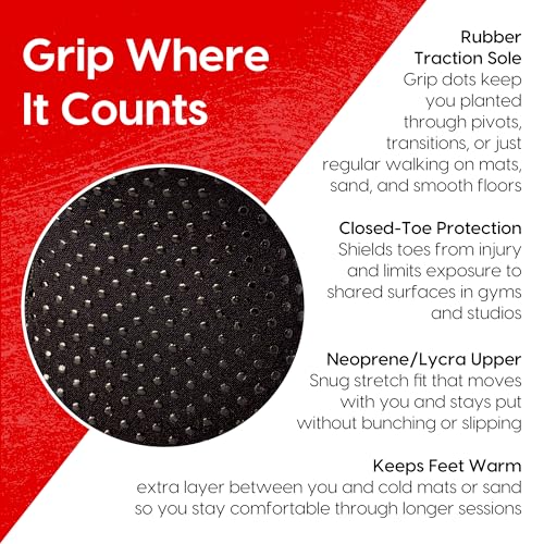 Grip Socks for Wrestling, BJJ & MMA, Closed-Toe Non-Slip Socks with Rubber Sole for Mats, Yoga, Home, Hospital - size: 12