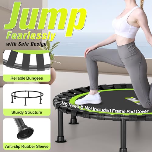 Foldable Mini Trampoline, 36"/40"/48" Rebounder Trampoline for Adults & Kids, 440lbs Capacity Indoor Fitness Workout Exercise Equipment