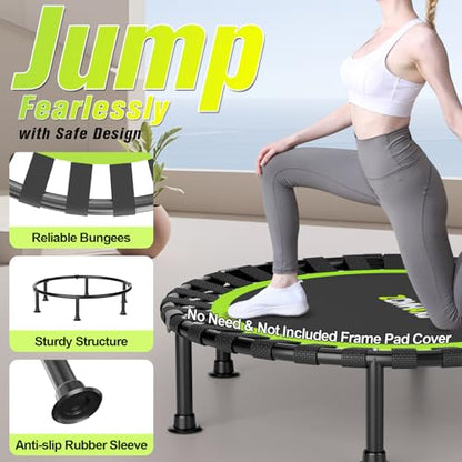 Foldable Mini Trampoline, 36"/40"/48" Rebounder Trampoline for Adults & Kids, 440lbs Capacity Indoor Fitness Workout Exercise Equipment