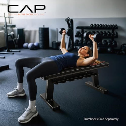 CAP Barbell Flat Weight Bench with Dumbbell Storage – Home Gym Bench for Strength Training, Dumbbell Workouts & Space-Saving Organization