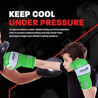 Kids Boxing Gloves for Kids Children Youth Punching Bag Kickboxing Muay Thai Mitts MMA Training Sparring Gloves - color: Green, size: 6 oz