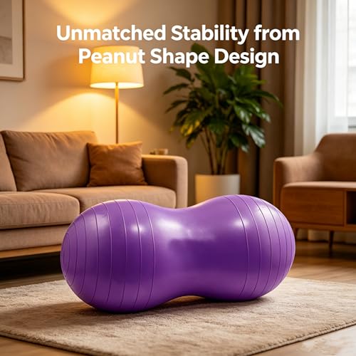 Professional Peanut Exercise Ball，Ideal for Birthing, Pregnancy, Kids Therapy, Core Strength Training, and Yoga with Pump