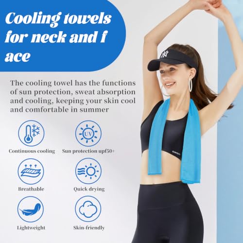 PAWPRO 4 Packs Soft Breathable Cooling Towels for Neck and Face(40"x12") - color: Multicolor