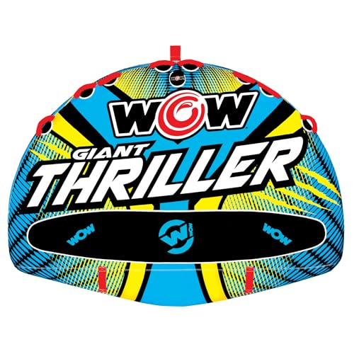 Wow Sports Thriller Towable Deck Tube for Boating Adults, Tubing Boat Inflatable for Water Sports - size: 4 person
