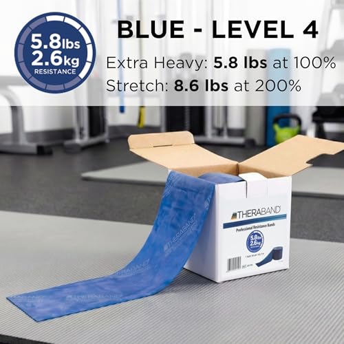 THERABAND Resistance Band, 50-Yard Roll, Latex Elastic Band for Exercise, Stretching, Physical Therapy, Yoga, Pilates, Home Workouts, Cut-to-Length, Color-Coded Levels - color: Blue | Extra Heavy, style: Non-Latex