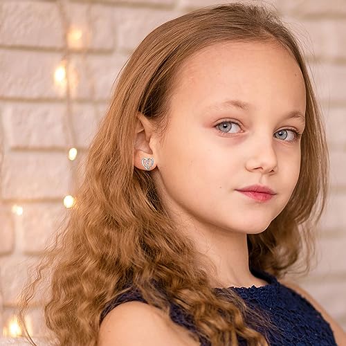 Girls Ballet & Gymnastics Stud Earrings - Rainbow Heart Dance Earrings for Recital Gifts - style: Ballet Stud Earrings