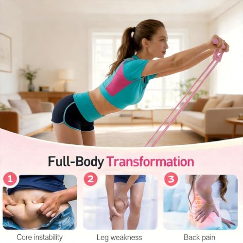 3 in 1 Adjustable Pedal Resistance Band, 8-Tube Natural Latex Tension Rope, Multifunctional Sit-Up Trainer for Full-Body Workout, Fat Loss & Muscle Shaping