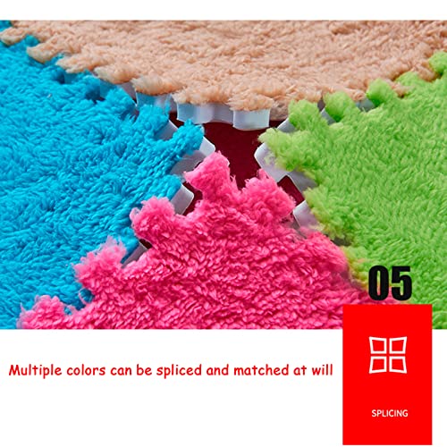 12 Pieces Thickened Plush Foam Interlocking Floor Mat,Fluffy Square Foam Tiles with 12 Edgings,Soft Anti-Slip Puzzle Area Rug Playmat for Bedroom,12X12inch,12 Tiles/11.6 Sq.Ft,Camel - color: Camel