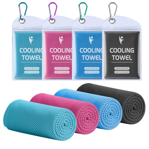 Cooling Towels for Women Men, Breathable Cooling Towels for Neck and Face, Workout Towel for Hot Weather, Sweat Towel for Gym Yoga, Camping, Fitness, Running, Traveling, 4 Pack 40"x12"