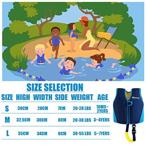 Baby Swim Vest for Toddlers 18 Months to 7 Years - Neoprene Swim Float Vest with Front Zipper, Swim Training Vest for Boys & Girls Learning to Swim in Pool, Blue Pink Small Medium Large