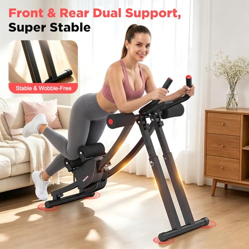 RELIFE REBUILD YOUR LIFE Dual Track Ab Machine, Foldable Abdominal Workout Trainer, Independent Ab Workout Equipment for Home Gym, Core Strength Training Gear Max Load 440 LBS