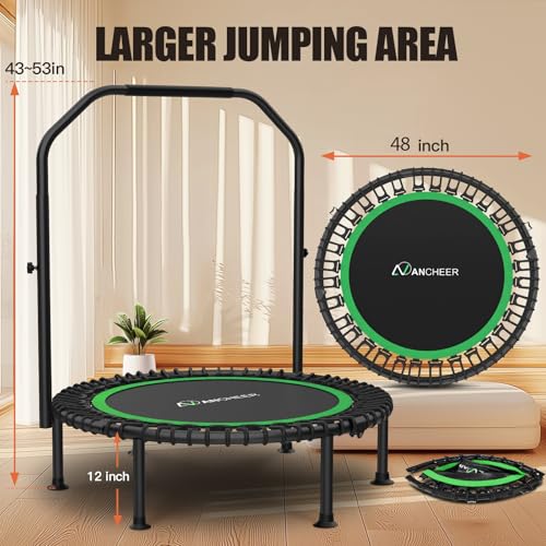 ANCHEER Fitness Trampoline,40"/48" Bungee Rebounder with Adjustable Handle - color: 48-Green