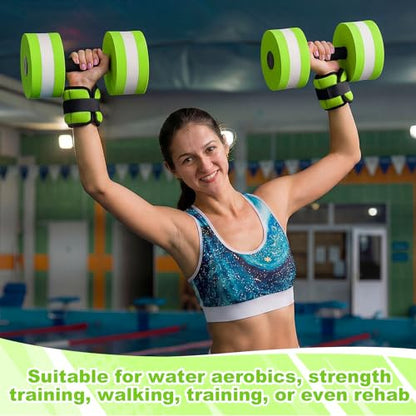 6 Pcs Water Aerobics Equipment Set Full Body Pool Exercise Kit, 2 Aqua Dumbbells, 2 Adjustable Ankle/Wrist Weights, 2 Webbed Swim Gloves, Low Impact Aquatic Workout Gear