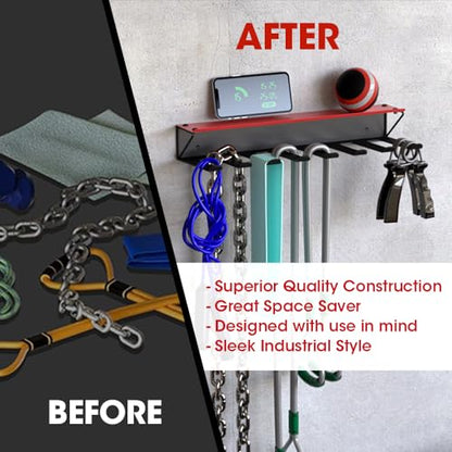 J JACKCUBE DESIGN Gym Rack Organizer with 8 Steel Hooks