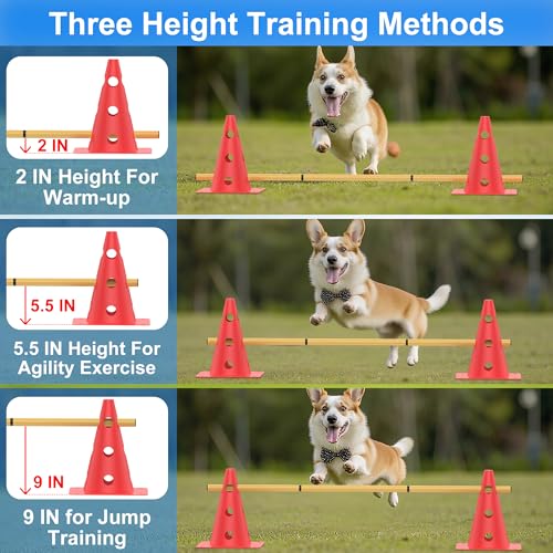 Dog Agility Training Hurdle Cone Set, Adjustable Dog Agility Equipment Obstacle Course Backyard Equipment for Pet Exercise 6 Set - size: Hurdle Cone 6 Set