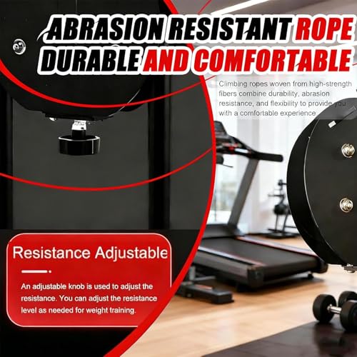 Endless Rope Trainer, Portable Cable Pulley System,Adjustable Tricep Rope Equipment | 330lb Load Capacity, 30kg Max Resistance for Full Body Workout & Strength Training - color: Black