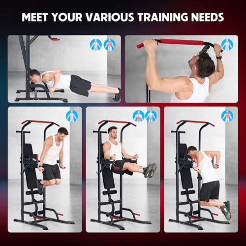 Multi-Functional Pull Up Bar, Adjustable Dip Bar, Pullup Bar with Foldable Bench, Strength Training Equipment for Home Gym