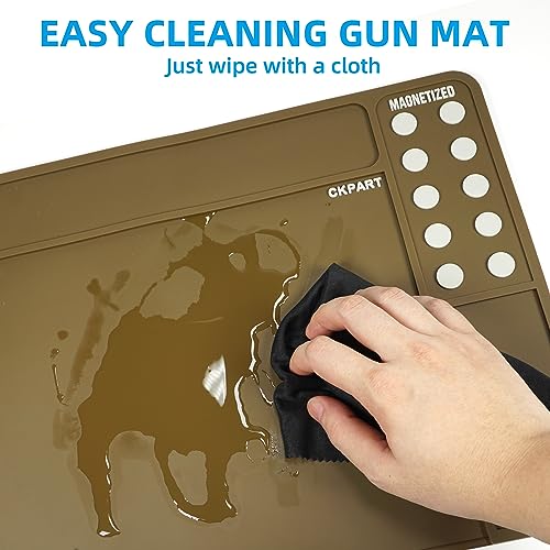 CKPART Rifle Gun Cleaning Mat, Anti-Slip Rubber Tactical Magnetic Mat, Gun Maintenance Mat,Gun Maintenance Mat for Gun Cleaning Kits 36" x 12"