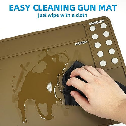 CKPART Rifle Gun Cleaning Mat, Anti-Slip Rubber Tactical Magnetic Mat, Gun Maintenance Mat,Gun Maintenance Mat for Gun Cleaning Kits 36" x 12"