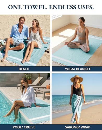 LANE LINEN Oversized Beach Towel, Beach Towels 4 Pack, Soft - Hunter Green - color: 23: Hunter Green, size: Pack of 4
