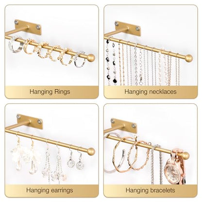 Wall Hanging Jewelry Organizer 12.6", Screws Included, Gold 4-Pack - color: Gold, size: 4 Pack