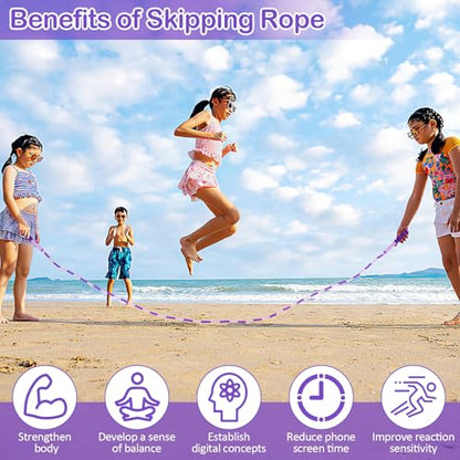 Jump Rope for Kids, Adjustable Jump Ropes for 4 5 6 7 8 10 12, Tangle Free - color: Green and Purple