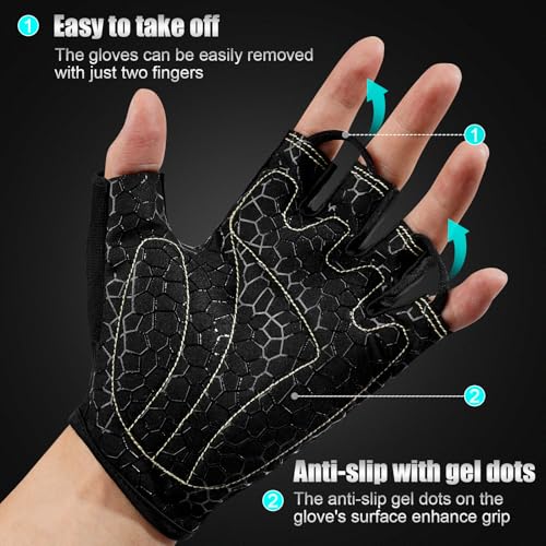 Cycling Gloves for Men and Women, Half Finger Padded Bike Gloves - color: Black, size: Small