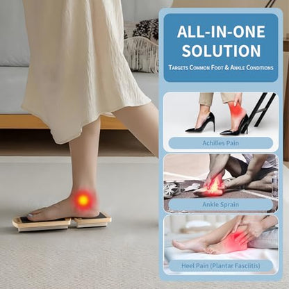 Ankle Balance Board Wooden Single Leg | Plantar Fasciitis & Achilles, Foot Strengthener & Stability Trainer, Office Desk, Rehab & Runners, 16-Exercise Guide & Bag