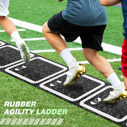 Rubber Agility Ladder Non-Slip Rubber Speed Agility Training Ladder Pad for Soccer Football Footwork Training Equipment for Fitness Boxing Sports Quick Exercise Gym Workout