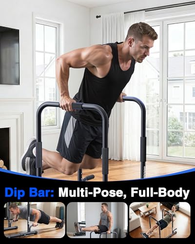 2026 Upgrade Adjustable 2-in-1 Dip Bar Station & Push Up Bars for Home Gym Calisthenics Equipment Parallel Bars with 420LB Stable Design, Functional Heavy Dip Stand,Black - color: Black