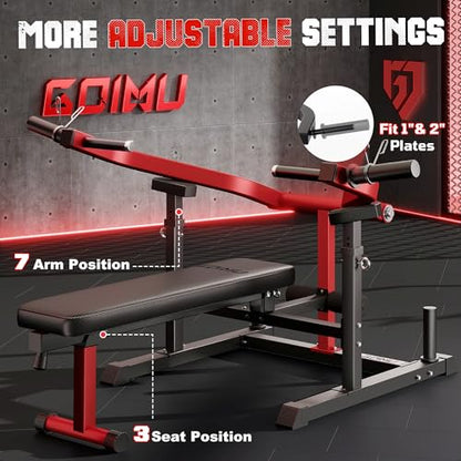 Chest Press Machine, GOIMU Z1-PRO Weight Bench Press Machine with Independent Arms, Adjustable Flat Incline Bench Press for Chest, AB Workout Home Gym Equipment - color: Red-100lbs Weight Set