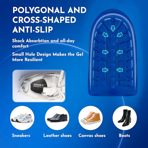 SIIHEA 1/2 inch Heel Pads Cushions for Shock Absorption, Heel Lifts Inserts Supports for Plantar Fasciitis, Spur Relief, Shoe Lifts Cups for Achilles Tendonitis, Height Increase (Medium,1Pair)