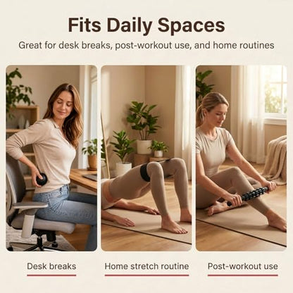 GymCope 5-in-1 Foam Roller Set with Back Roller, Massage Roller Stick, Spiky Ball, Fascia Ball and Stretch Band, 6 Inch Yoga Back Stretcher for Deep Stretch, Posture Support and Home Workout Recovery