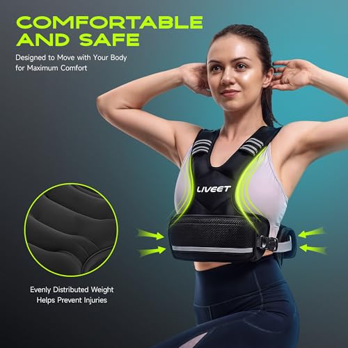 Adjustable Weighted Vest for Women Men, 4-10lb 11-20lb 20-32lb Weight Vest with 6 Ironsand Bags, Running Vest with Reflective Strips Adjustable Buckle Straps for Walking Strength Training - size: 4-10 lbs