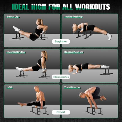 IMAYCC Push Up Bar, Adjustable 7.5" and 10.6" High Parallettes Bars & Dip Bar With Full-Cover Foam Grips, No Wobbling Calisthenics Equipment For Handstand, L-Sit, Gymnastics, Strength Training Home Gym - color: A