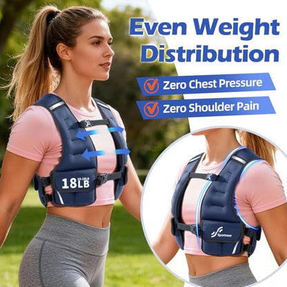 Sportneer Adjustable Weighted Vest Woman: 6-10lb/10-18lb Weighted Vests - color: Blue, size: 10-18 lbs