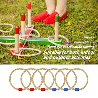 6 Pack Sisal Rope Ring Toss Game Replacement Parts for Kids and Adults, Outdoor Toss Rings for Agility Practice and Speed Game,Yard Games Lawn Games for Party(Red and Blue)