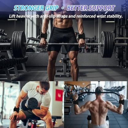 Non-Slip Lifting Straps Wrist cuffs for Weightlifting, Double D-Ring for Deadlifts, Pull-Ups, Cable Machine Training