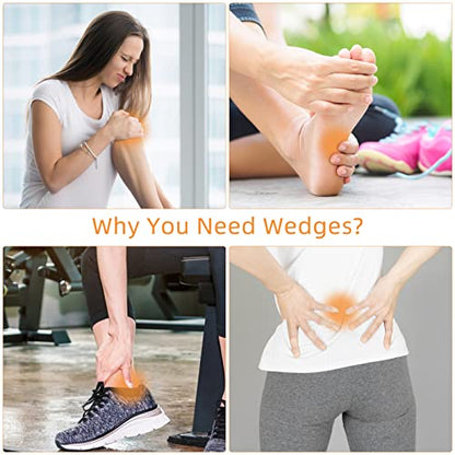 Yoga Foam Wedge Blocks (Pair), Calf Raise Block, Calf Stretcher, Yoga Wrist Support, Balance, Pushup, Fitness, Pilates, Heel Stretcher, Squat Wedge with Gym Bag