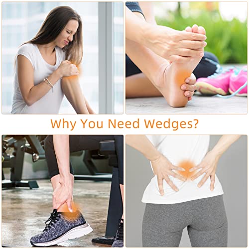 Yoga Foam Wedge Blocks (Pair), Calf Raise Block, Calf Stretcher, Yoga Wrist Support, Balance, Pushup, Fitness, Pilates, Heel Stretcher, Squat Wedge with Gym Bag - color: purple, size: Wedges with Strap and Pads