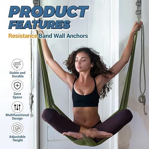 ECOTRIC Resistance Band Wall Anchors, 3 Set Workout Wall Mount Hooks for Body Weight Strength Training Yoga, Home Gym