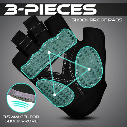 WESTWOOD FOX Cycling Gloves for Men Women,Half Finger Unisex Gel Padded Anti-Slip Mountain Bike Gloves, Breathable Shock Absorption Grip Palm Bicycle Summer Riding MTB Bike Gloves