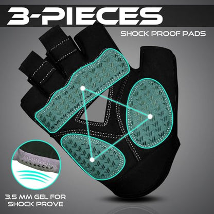 WESTWOOD FOX Cycling Gloves for Men Women,Half Finger Unisex Gel Padded Anti-Slip Mountain Bike Gloves, Breathable Shock Absorption Grip Palm Bicycle Summer Riding MTB Bike Gloves