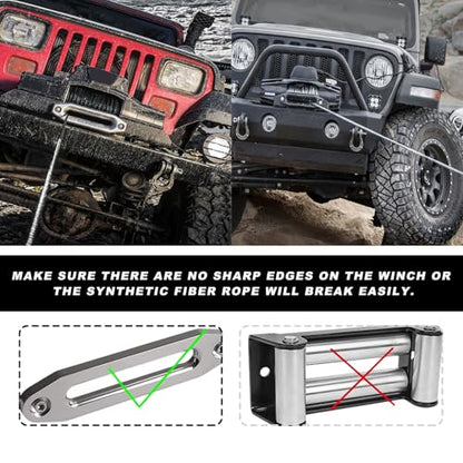 1/4 in x 50 ft Synthetic Winch Rope, 7700 LBS Breaking Strength Winch Line with Protective Sleeve, Heavy Duty Recovery Tow Rope for ATV UTV SUV Truck 4WD Off Road Vehicle - color: 1/4 in x 50 ft